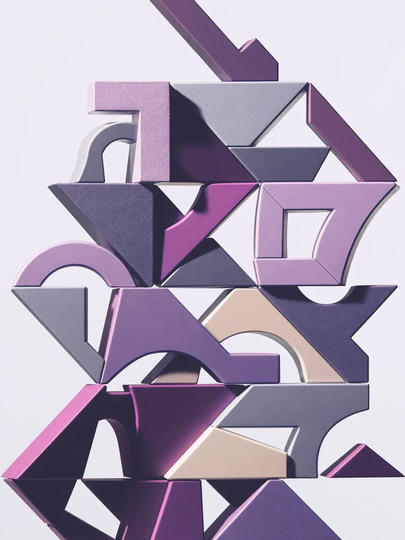 Illustration eines modularen geometrischen Baukastens als Konzeptstudie