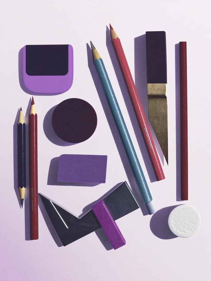 Illustration eines Skizzen-Sets mit Zeichenwerkzeugen als Konzeptstudie